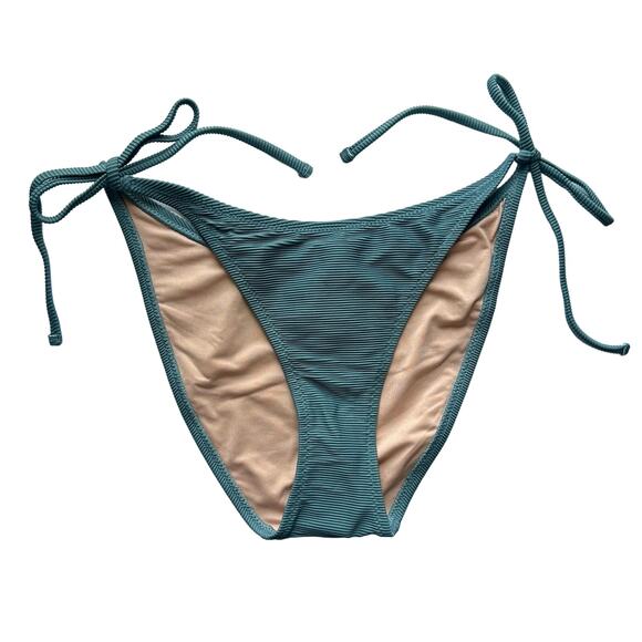 5/$25 J. Crew Ribbed Curved-Waist Cheeky String Bikini Swim Bottoms M Medium New - Picture 2 of 7